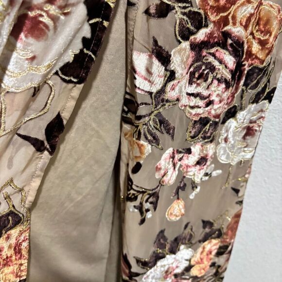 Baltic Born Uma Velvet Maxi Dress Beige Small Floral Shimmer NO BELT - Picture 8 of 13